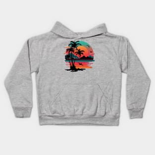 ⭐⭐⭐⭐⭐ summer tropical sunset palm tree beach Kids Hoodie